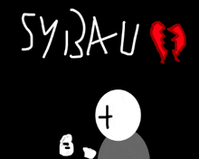 a drawing of a man with a cross on his forehead and sybau written on the top