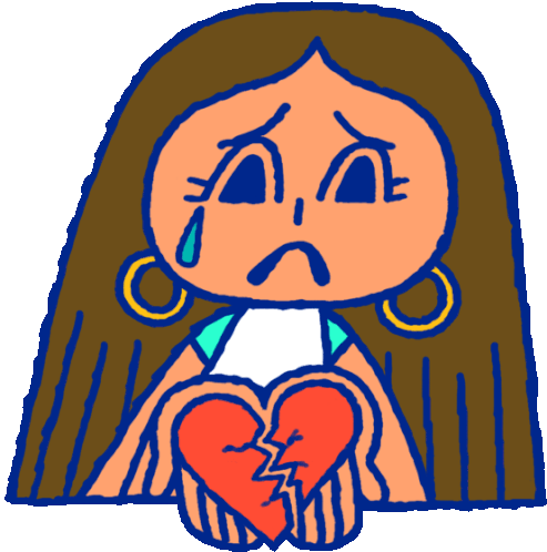 Tearful Lola Is Broken Hearted Sticker - Hopeless Romance101 Heartbroken Sad Stickers