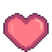 a pixel art illustration of a pink heart on a white background