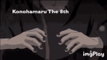 a black and white image with the words konohamaru the 8th