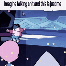 a cartoon with the words imagine talking shit and this is just me on the bottom