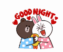 Goodnight Brown And Cony GIF - Goodnight Brown And Cony Hug GIFs