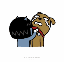 a cartoon drawing of a cat and a dog with asian writing