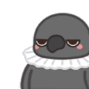 a penguin is holding a sign with a red cross on it .