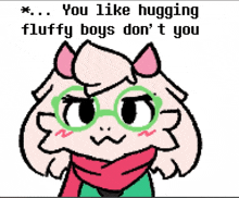 a pixel art drawing of a fluffy sheep wearing glasses and a scarf ..