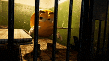 a yellow smiley face in a jail cell