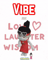 a cartoon girl with a headband that says vibe on it