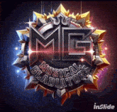 a logo for mg musical gladiator is displayed on a dark background