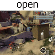 a screenshot of a video game that says open