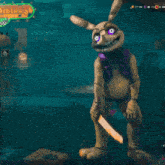 a cartoon character with purple eyes and a smile on his face