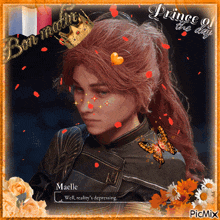 a picture of a woman with a crown on her head with the words prince of the night