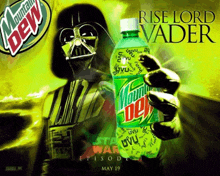 darth vader holding a bottle of mountain dew in his hand
