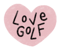 a pink heart with the words love golf written inside of it
