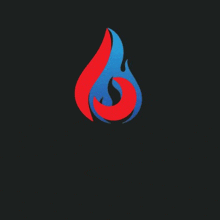 a red and blue fire flame on a black background