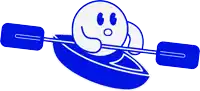 a cartoon drawing of a person in a kayak