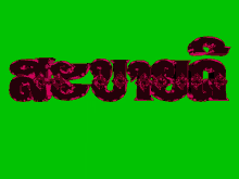a green screen with the word reunion in pink letters