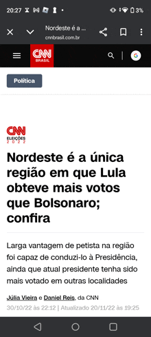 a screenshot of a cnn brasil website on a cell phone
