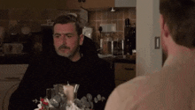 Peter Looks Up To Daniel And Gives A Small Smile Coronation Street Made By The Talk Of The Street GIF