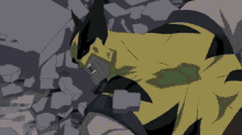 a cartoon drawing of a man in a yellow and black costume
