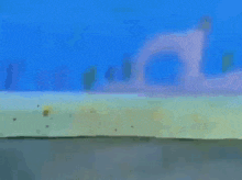 a blurry picture of spongebob squarepants with a surprised look on his face .