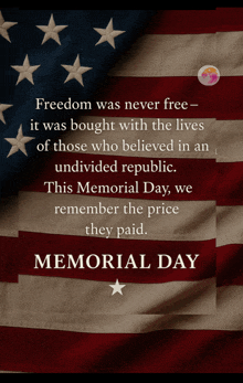 a poster for memorial day with an american flag
