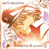 a drawing of a man with the words " xio 's beloved forever & always " on the bottom