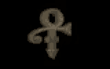 a white symbol with an arrow pointing to the left on a black background .