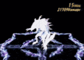 a video game screen shows a monster with 15 hits on it