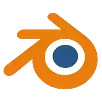 an orange and blue logo with a blue circle in the center