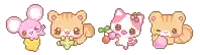 a pixel art of a mouse a cat a bear and a hamster