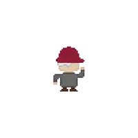 a pixel art drawing of a man with red hair and the words lvl up below him