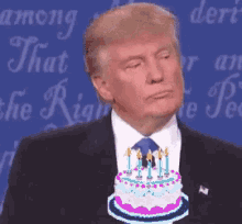 Happy Birthday Trump Blowing Out Candles GIF - Happy Birthday Trump Blowing Out Candles Birthday Cake GIFs