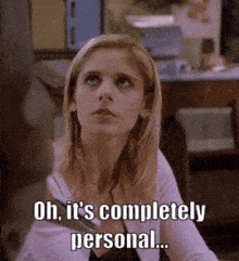 a woman says oh it 's completely personal while sitting at a desk