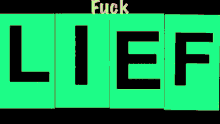 a hand giving the middle finger in front of a sign that says lief