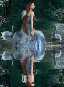 fantasy girl dress pond swan