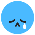 a blue smiley face with a white tear coming out of it .