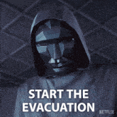 a poster for netflix shows a man wearing a mask