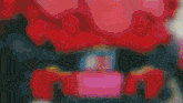 a blurred image of a person 's torso with red and pink lines