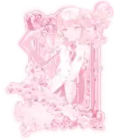 a pink and white drawing of a girl in a suit and tie