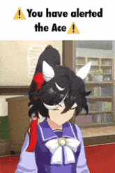 a picture of a girl with horns that says you have alerted the ace !