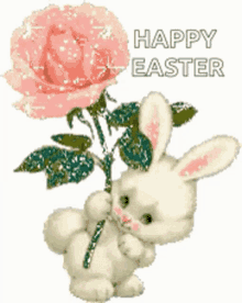 happy easter easter bunny sparkle rose cute