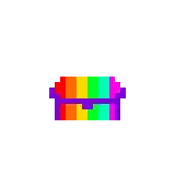 a pixel art drawing of a rainbow colored couch .