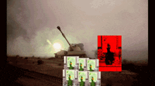 a picture of a tank is surrounded by a stack of stamps that say ' united states ' on them