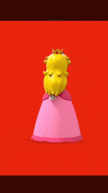 princess peach is standing in front of a red background with the number 7 on it