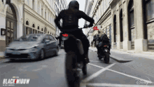 Motorcycle Chase Black Widow GIF - Motorcycle Chase Black Widow Evasive Driving GIFs