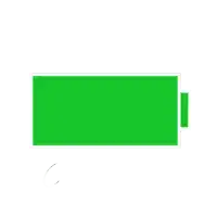 a green battery with a white lightning bolt on it and the word char below it .