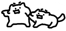 a black and white drawing of two cats laying next to each other on a white background .