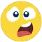 a yellow smiley face with a surprised look on its face and big eyes .