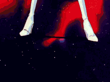 a cartoon character 's legs are shown in front of a pink background