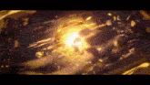 a gold ring is being destroyed by a explosion in a dark room .